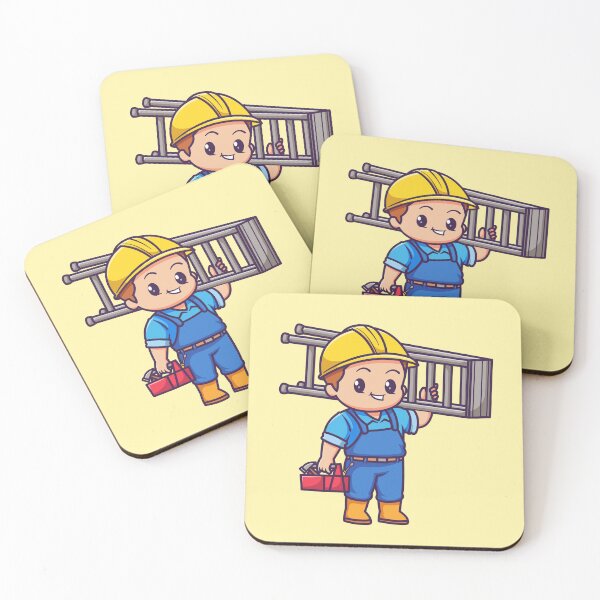 Item preview, Handy Companion: Cute Handyman with Ladder and Toolbox Cartoon designed and sold by hjian8219.