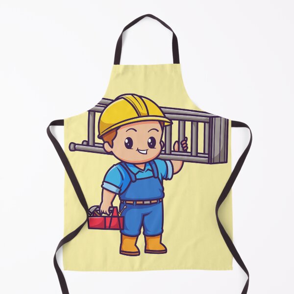Item preview, Handy Companion: Cute Handyman with Ladder and Toolbox Cartoon designed and sold by hjian8219.