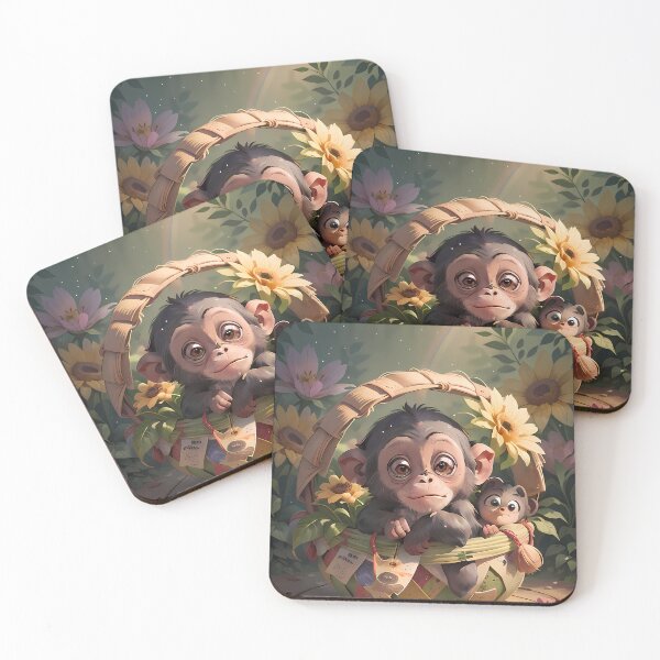 Item preview, Baby monkey on flower basket designed and sold by lrojas94.