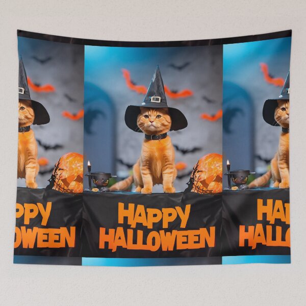 Item preview, Happy halloween with little orange cat. designed and sold by PhotoSticker-YY.