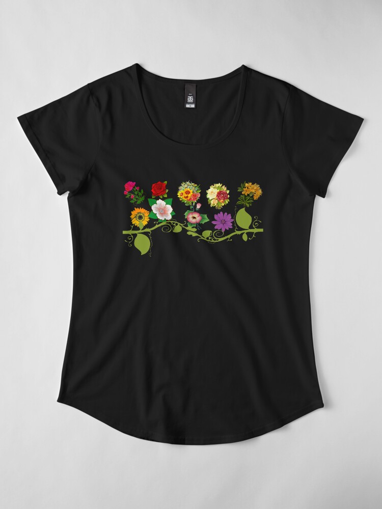 Vista alternativa de Camiseta premium de cuello ancho Amor con Flores