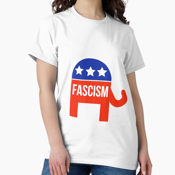 Vista previa del artículo con la obra «El elefante en la habitación es el fascismo.», diseñado y vendido por Rachel the Artist .