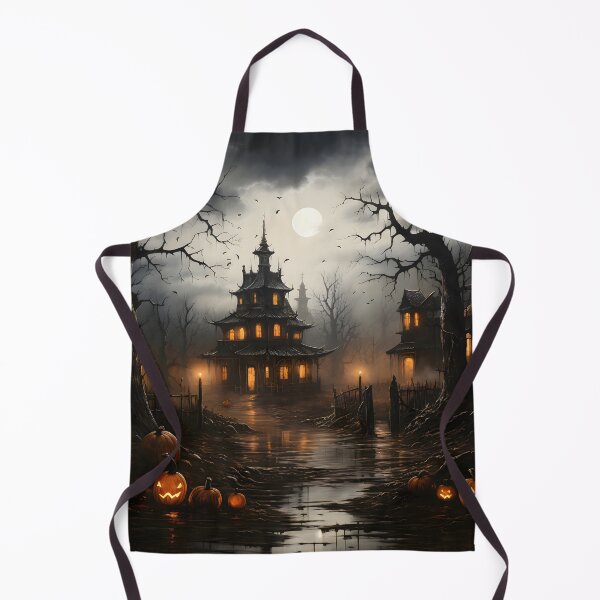 Item preview, Halloween Street With Haunted House designed and sold by ConfettiSkyArt.