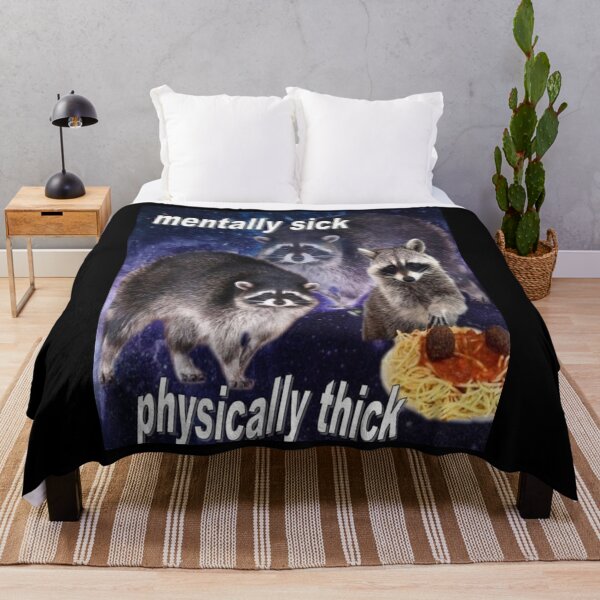 Item preview, MENTALLY SICK, PHYSICALLY THICK - funny raccoon quote  designed and sold by Tracyierce.