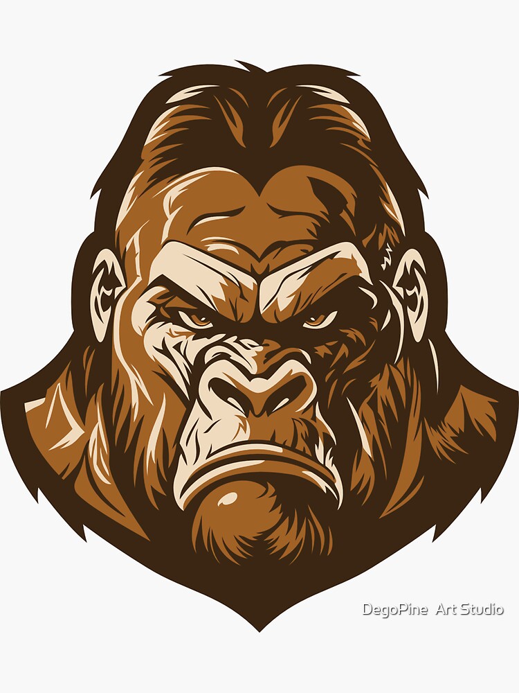 Ferocious Gorilla Head - Vinyl Sticker Graphic - Sticker Decal