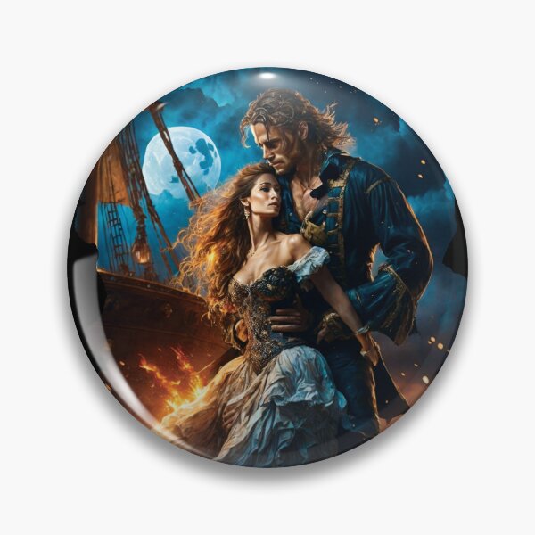 Item preview, Retro Pirate Moon Lovers Gothic Steampunk Pirates Romance designed and sold by TriniTeeClub.