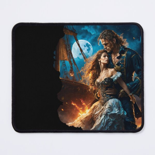 Item preview, Retro Pirate Moon Lovers Gothic Steampunk Pirates Romance designed and sold by TriniTeeClub.