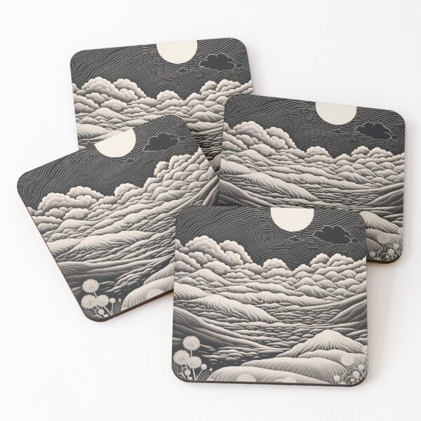 Item preview, Woodblock Dreams Black and White Illustration designed and sold by vicvalli.