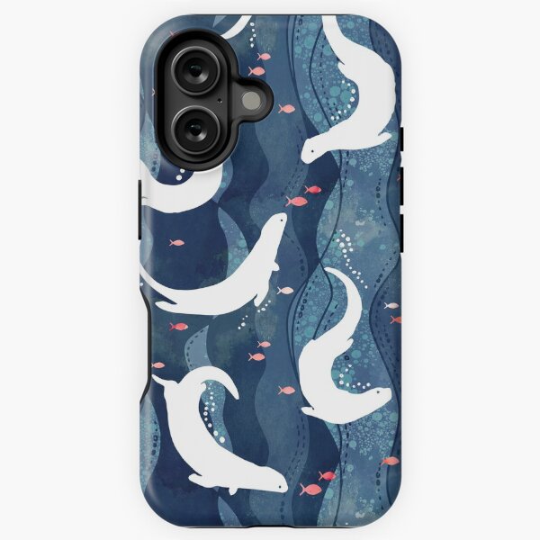 Item preview, Swimming otters on navy blue designed and sold by adenaJ.