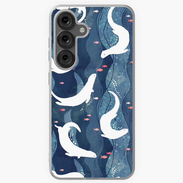 Item preview, Swimming otters on navy blue designed and sold by adenaJ.