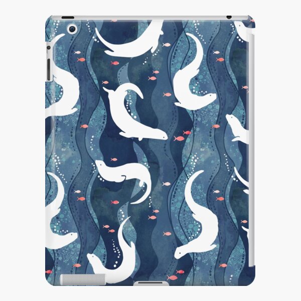 Swimming otters on navy blue iPad Snap Case