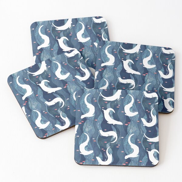 Item preview, Swimming otters on navy blue designed and sold by adenaJ.