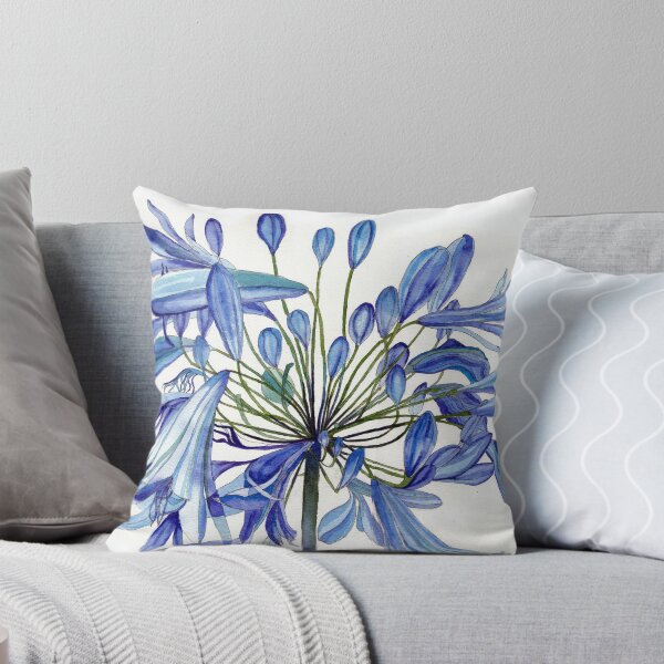 Item preview, Blue Agapanthus Flower watercolour Painting designed and sold by esvb.
