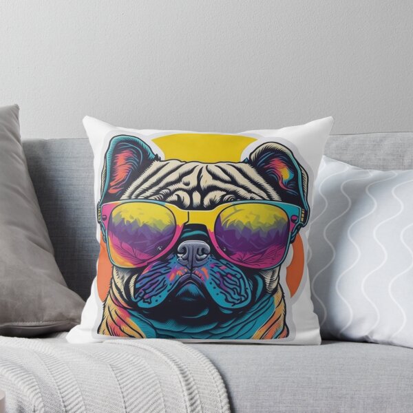 Item preview, Pugtastic Vibes - Colorful Pug Dog with Stylish Sunglasses designed and sold by LivingItFunky.