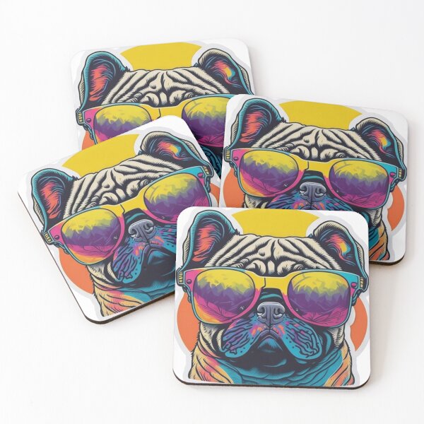 Item preview, Pugtastic Vibes - Colorful Pug Dog with Stylish Sunglasses designed and sold by LivingItFunky.