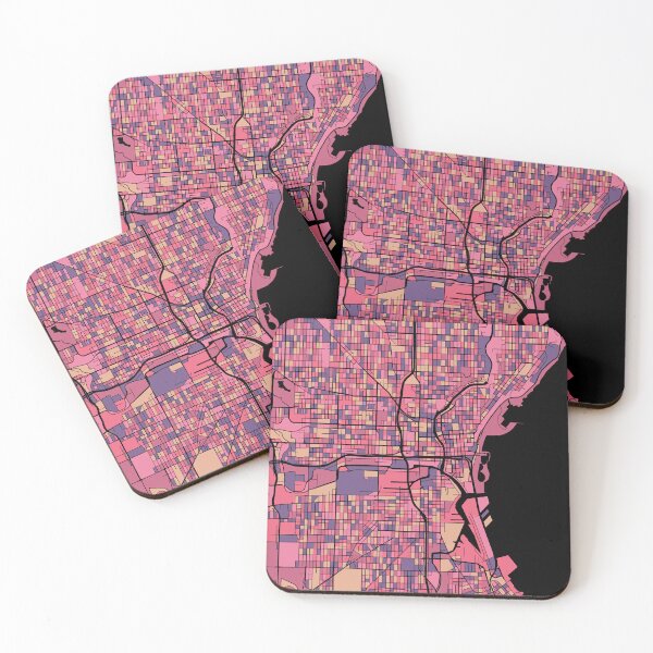 Item preview, Milwaukee Map Pattern in Purple & Pink designed and sold by PatternMaps.
