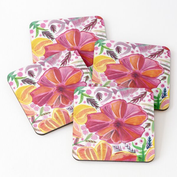 Item preview, Pink Yellow Flowers n Fishtail Feathers designed and sold by ReneArtworks.