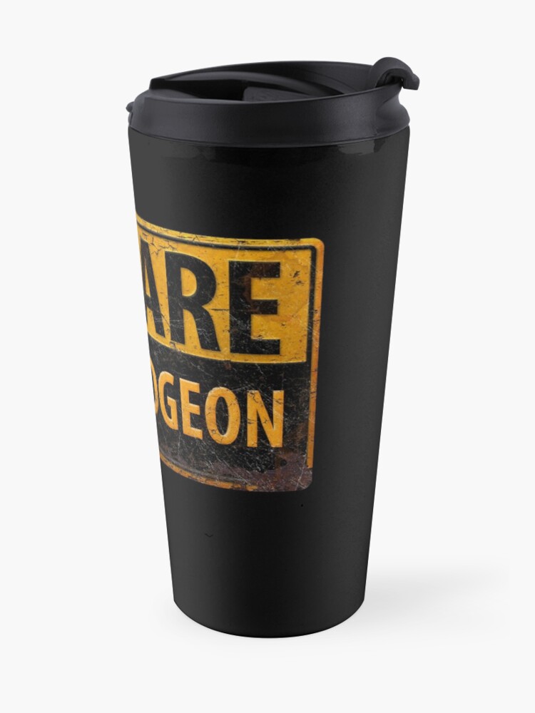Alternate view of BEWARE CURMUDGEON - Rusty Danger Warning Sign Travel Mug