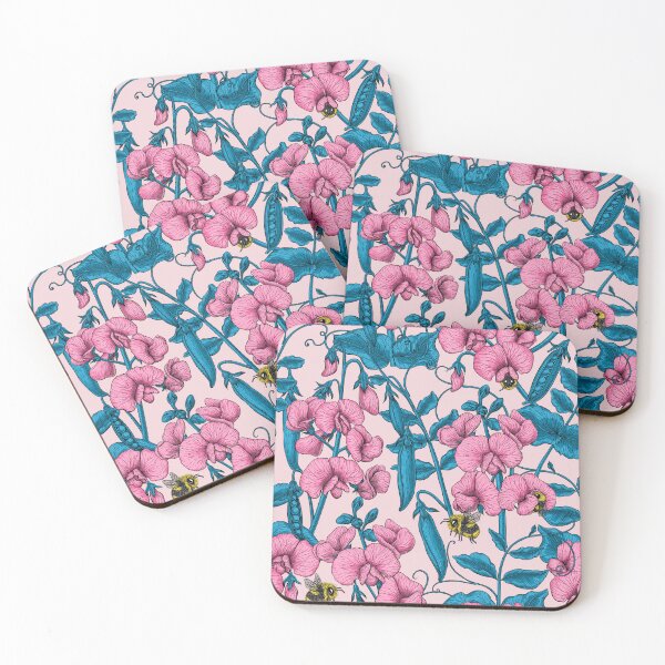 Item preview, Sweet peas and bumblebees, pink and blue designed and sold by Katerina Mitkova Kirilova.