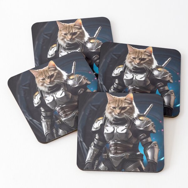 Item preview, A cat wearing armor  designed and sold by M-Y-A-R-T-.