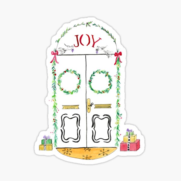 Item preview, Watercolor Joy Christmas Front Door designed and sold by Mindyhynes.