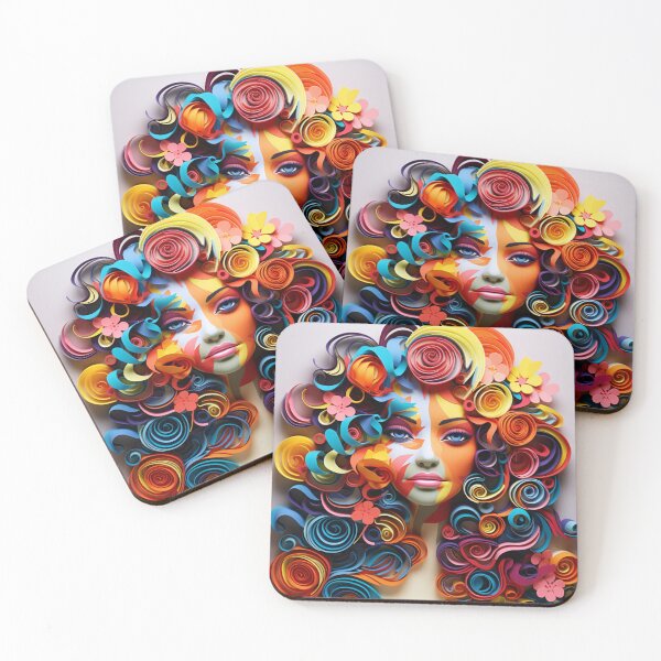 Item preview, a beautiful woman made of colorful paper cut out art designed and sold by aiphotosart.