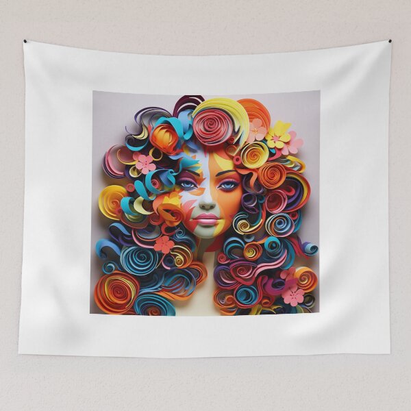 Item preview, a beautiful woman made of colorful paper cut out art designed and sold by aiphotosart.