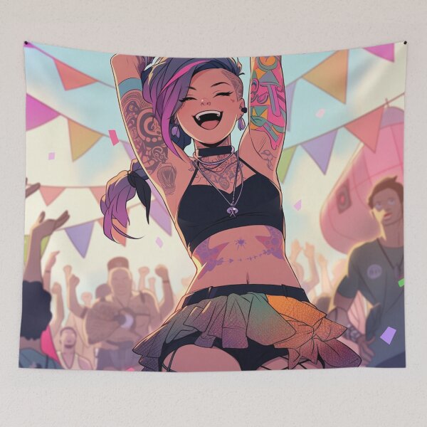 Item preview, Rave Fantasy EDM Anime en una celebración de concierto designed and sold by PixieRavePrints.