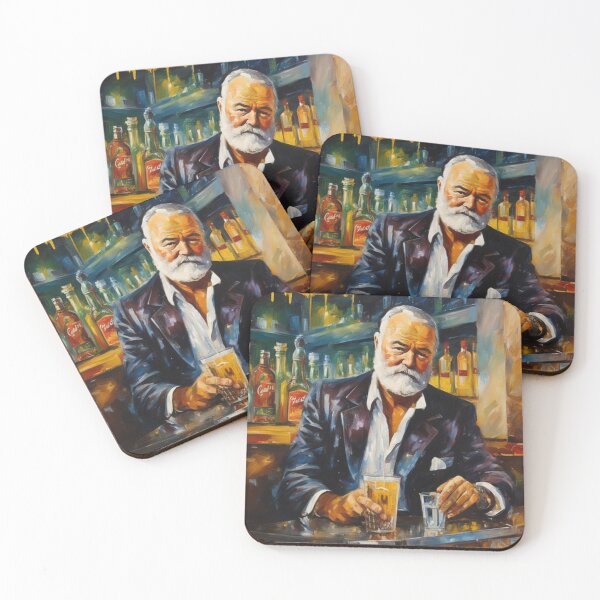 Item preview, Oil Painting of Earnest Hemingway Drinking in a Bar designed and sold by KALEIDOSCOPE UK.