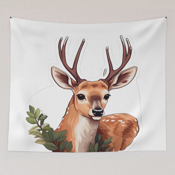 Item preview, Deer surrounded by leaves designed and sold by abmkf.
