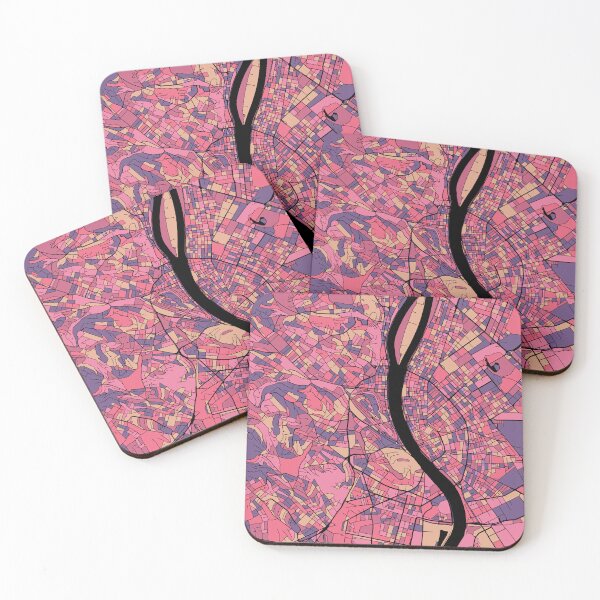 Item preview, Budapest Map Pattern in Purple & Pink designed and sold by PatternMaps.
