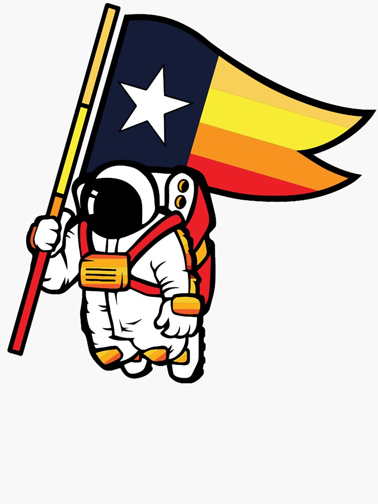 Houston Champ Texas Flag Astronaut Space City Sticker for Sale by