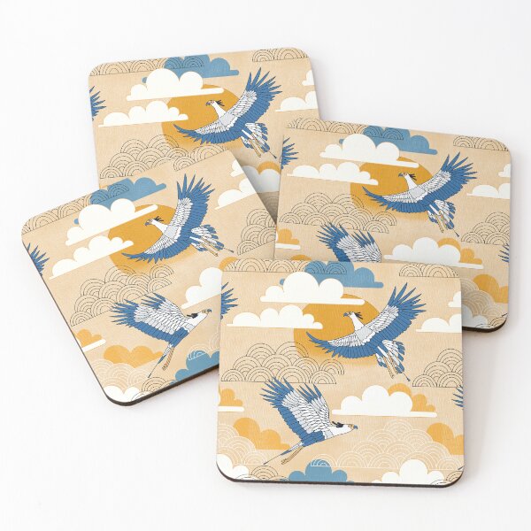 Item preview, Bold Oriental Style Secretary Birds - Golden Skies designed and sold by TigaTiga.