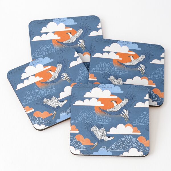 Item preview, Bold Oriental Style Secretary Birds - Orange and Navy designed and sold by TigaTiga.