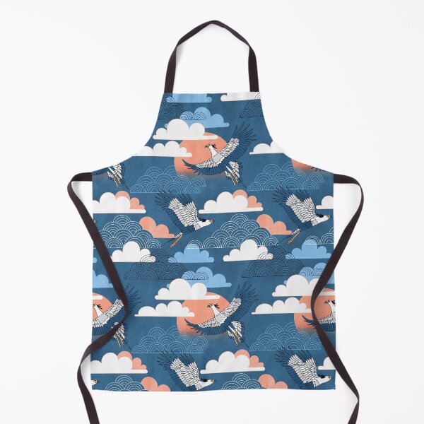 Item preview, Bold Oriental Style Secretary Birds - Peach and Navy designed and sold by TigaTiga.
