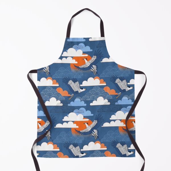 Item preview, Bold Oriental Style Secretary Birds - Orange and Navy designed and sold by TigaTiga.