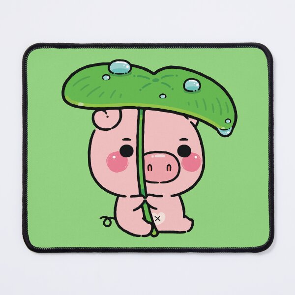 Item preview, Pigma, Cute little pig is shading under the big leaf while the rain drop designed and sold by Pigma-S.