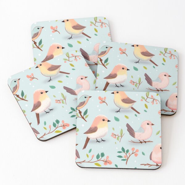 Item preview, Drawing Bird in Blue Background, Forest, Animal, Pet, Wildlife, Seamless,Pattern, Cute, Sealife, Sand designed and sold by puppynpaw.