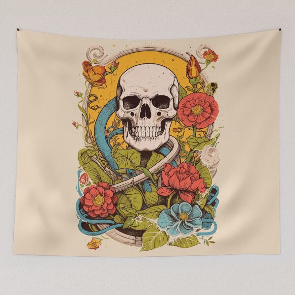 Item preview, Foliage Frame Fusion: Skull Cradled in Botanical Brilliance designed and sold by Cheeky Companions.