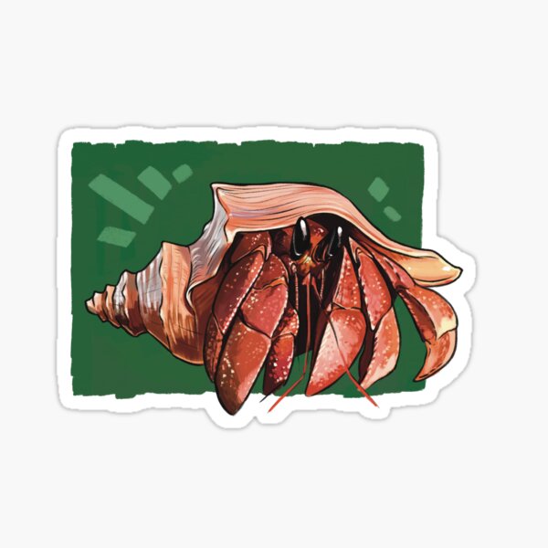 Item preview, Hermit crab - Coenobita Violascens with green background designed and sold by ElinnilART.