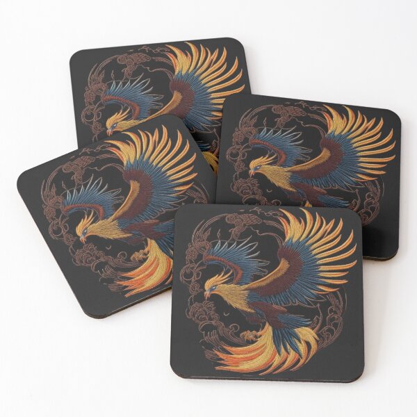 Item preview, Japanese embroidery style red phoenix designed and sold by Ramen-Tees.