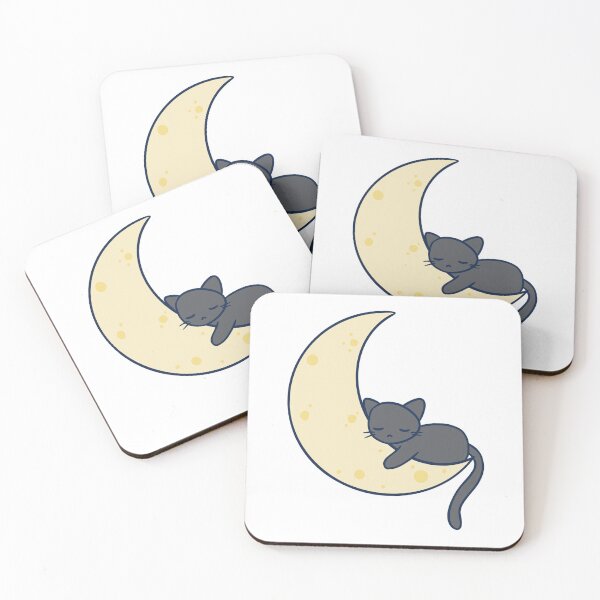 Item preview, Black cat sleeping on crescent moon designed and sold by dreamsclouds.