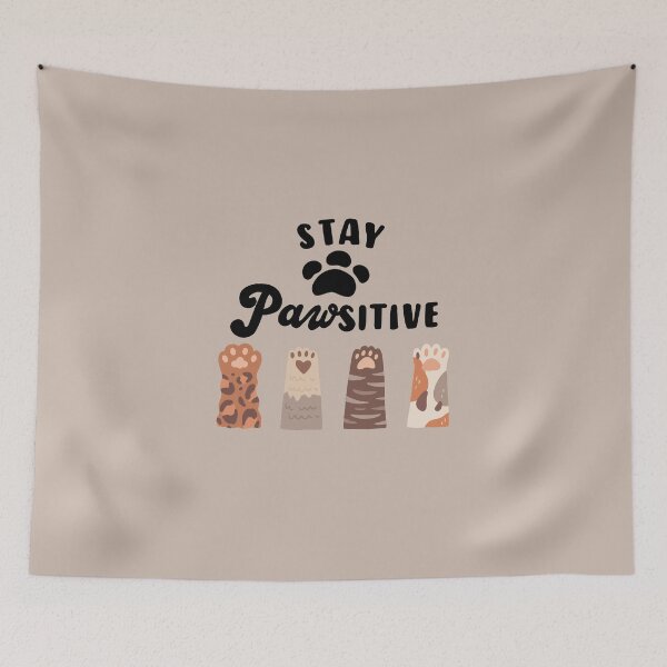 Item preview, Cat's paw stay pawsitive, cute cat shirt for ladies designed and sold by Teeandnat.