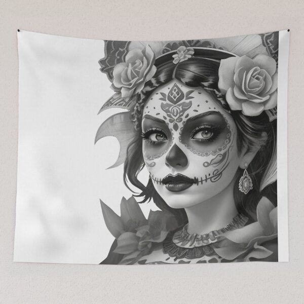 Item preview, Catrina mexicana con flores designed and sold by apicon.