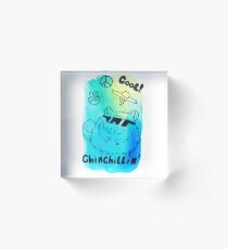 Cool Watercolor Chinchilla Acrylic Block