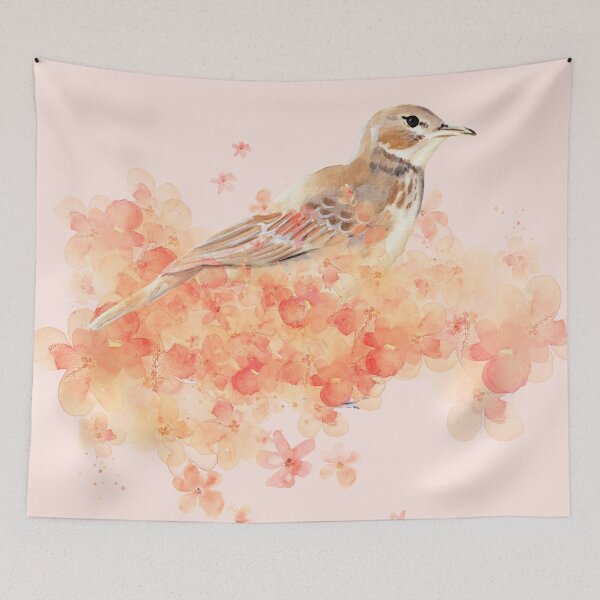 Item preview, Watercolor Lark and Pink Flower Cloud designed and sold by Coffee Lifestyle.