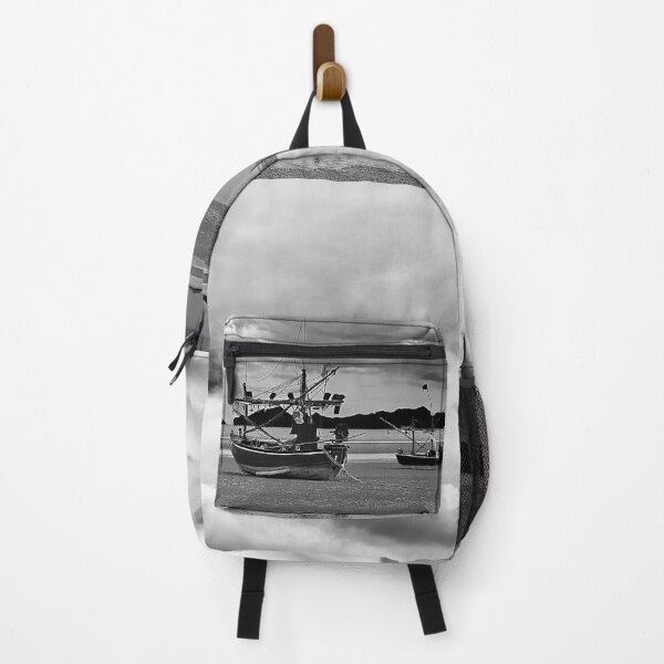 Item preview, Fishing boat under stormy skies in black and white designed and sold by franck380.