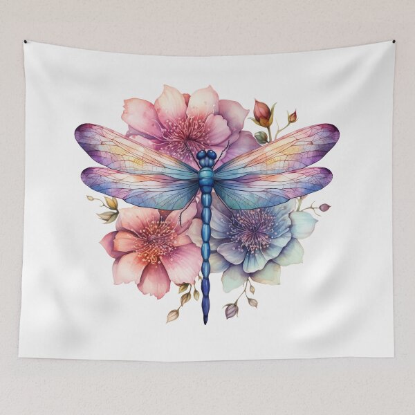 Item preview, Magical Mystical Colorful Watercolor Floral Boho Dragonfly designed and sold by artfulbitsbyk.