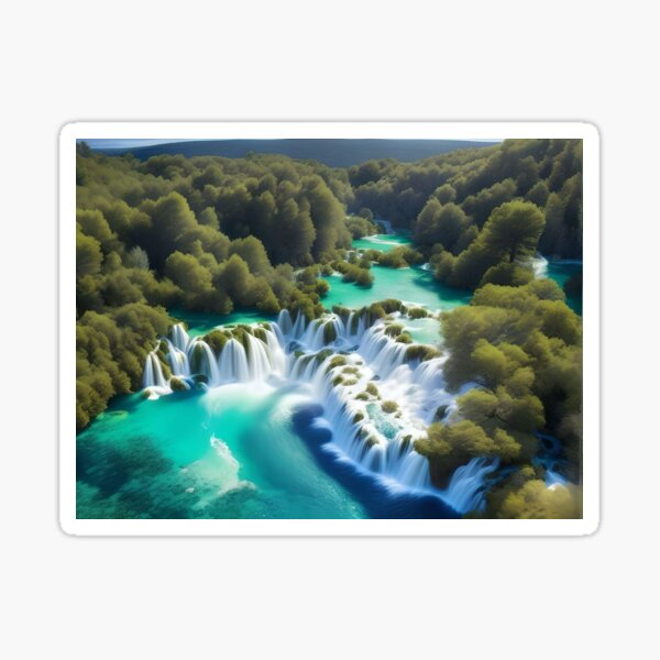 Item preview, Krka waterfalls, Krka National Park, Croatia aerial view panoramic landscape painting  designed and sold by Jéanpaul  Ferro.