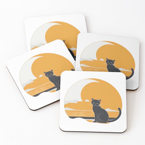 Item preview, Black cat with sunset silhouette with yellow eye designed and sold by Digitalcipart.